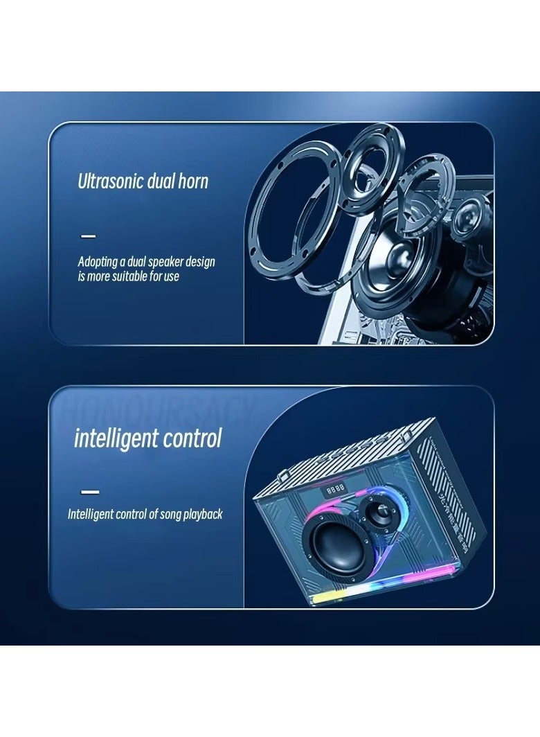 مكبر صوت لاسلكي بتقنية البلوتوث - مكبر صوت كاريوكي محمول عالي الطاقة للاستخدام الخارجي مع ألوان LED مبهرة ودعم صوتي لسطح المكتب وصوت محسن للحفلات والمناسبات - Image 3