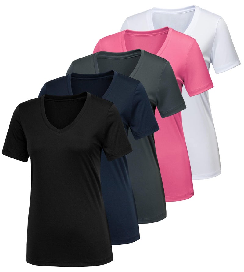 CE' CERDR 5/7 Pack Workout Shirts for Women, Moisture Wicking Quick Dry Active Athletic Women's Gym Performance T Shirts - Image 1