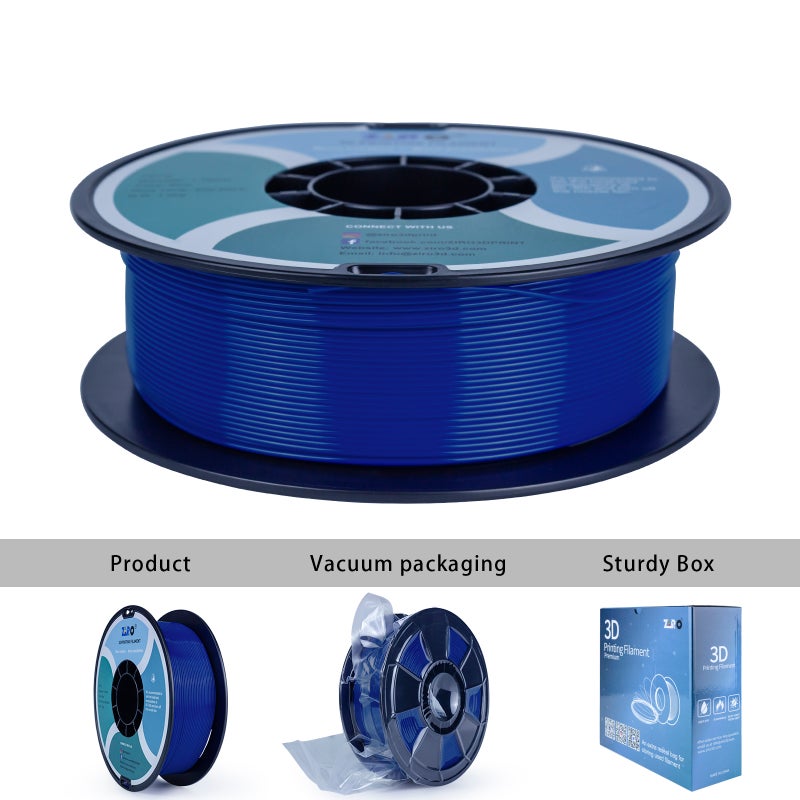ZIRO PETG 3D Printer Filament, 1.75mm Diameter, 1kg Spool, Low Warping, No Odor, BLUE - Image 1