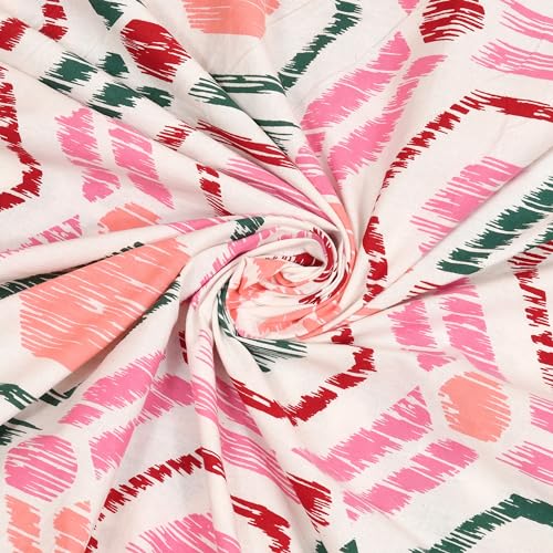 BLOCKS OF INDIA Hand Block Print Cotton King Size Bedsheet (Pink Ikat AR) - Image 5