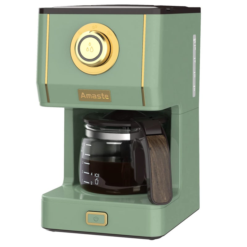 Amaste Drip Coffee Maker Coffee Machine with 25 Oz Glass Coffee Pot Retro Style Coffee Maker with Reusable Filter  Three Brewing Modes 30minuteWarmKeeping Matcha Green