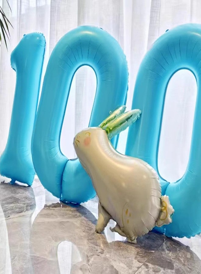 Kelfuoya بالون عملاق على شكل الرقم صفر، مقاس 40 بوصة، مصنوع من رقائق معدنية زرقاء فاتحة، مناسب لتزيين حفلات أعياد الميلاد من 10 إلى 60 عامًا، ولحفلات استقبال المولود، ولحفلات الذكرى المئوية. - Image 5