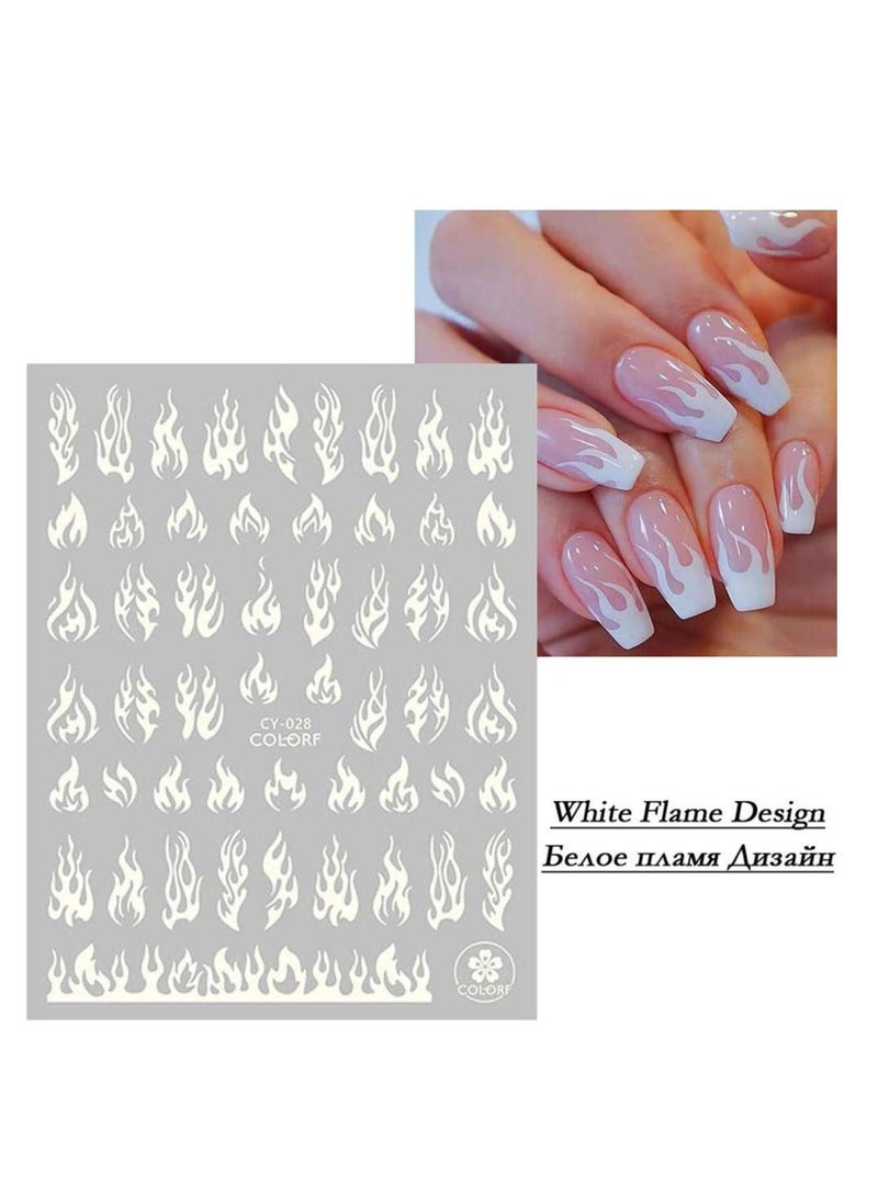 KASTWAVE 6pcs 3D Luminous Nail Art Supplies Self Adhesive Nail Decals Flame Star Moon Heart Designer Nail Stickers for Women Acrylic Nails Design Manicure Art Decorations - Image 2