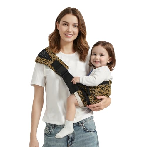 Shiaon Baby Sling Carrier Newborn to Toddler, Adjustable Toddler Carrier Sling Baby Carrier Toddlers Sling Carriers Hip Carriers for 8-40lbs, Brown Leopard Print - Image 1