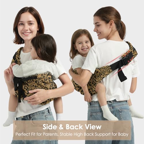 Shiaon Baby Sling Carrier Newborn to Toddler, Adjustable Toddler Carrier Sling Baby Carrier Toddlers Sling Carriers Hip Carriers for 8-40lbs, Brown Leopard Print - Image 5