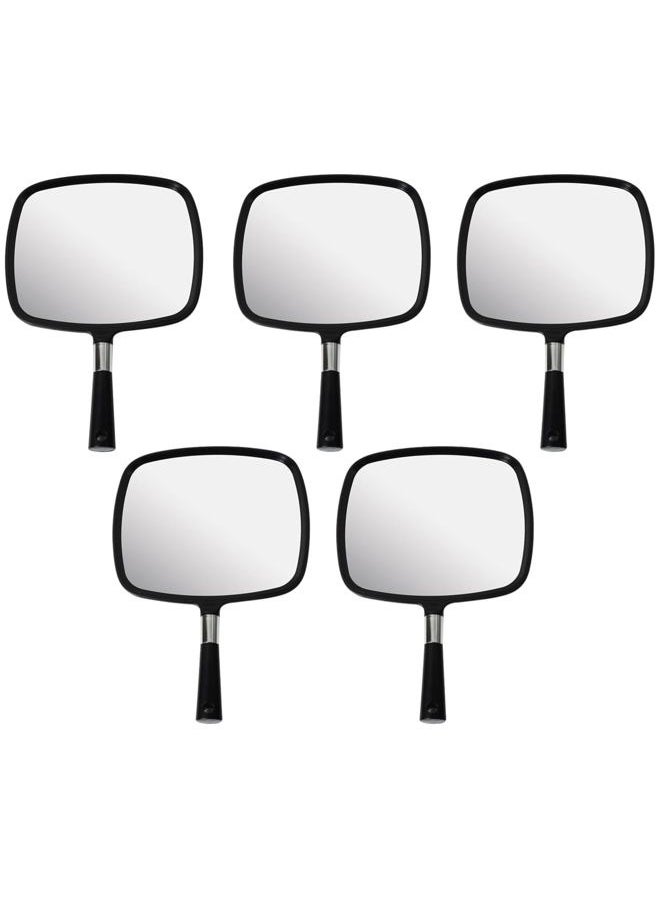 Mirrorvana Pack of 5 Large & Comfy Hand Held Mirrors - Buy Cheap in Bulk for Wholesale Discount Savings - Suitable for Barbershop, Professional Hairstylist and Beauty Salon (Black)  - Image 1