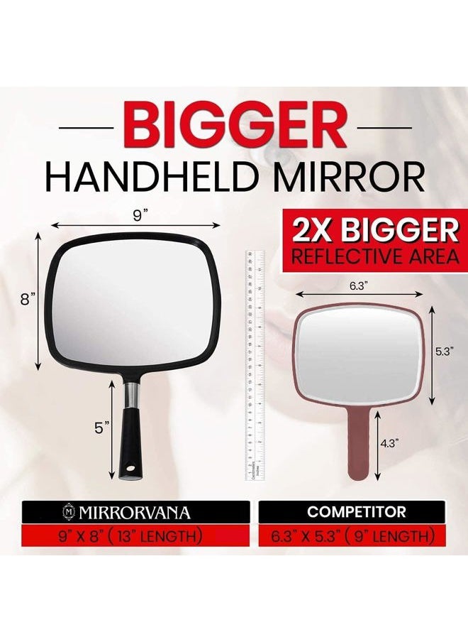 Mirrorvana Pack of 5 Large & Comfy Hand Held Mirrors - Buy Cheap in Bulk for Wholesale Discount Savings - Suitable for Barbershop, Professional Hairstylist and Beauty Salon (Black)  - Image 3
