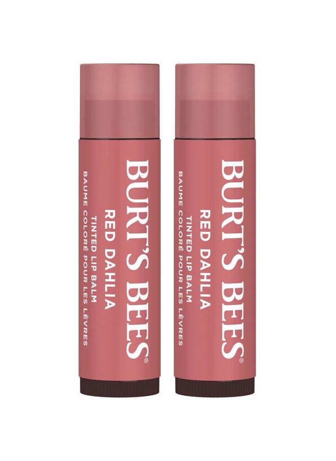 Burt's Bees - Lip Tint Balm with Long Lasting 2 in 1 Duo Tinted Balm Formula, Color Infused with Deeply Hydrating Shea Butter for a Natural Looking Buildable Finish, Fiery Red Dahlia (2-Pack) - Image 1