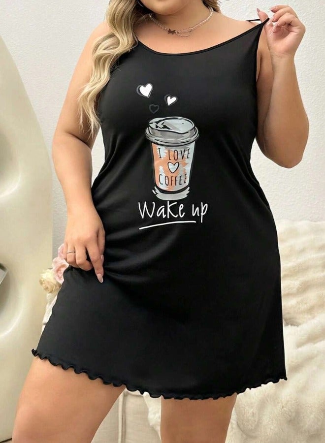 فستان نوم نسائي بحمالات رفيعة قابلة للتعديل وظهر بتصميم ريسر—قميص نوم مريح للنوم