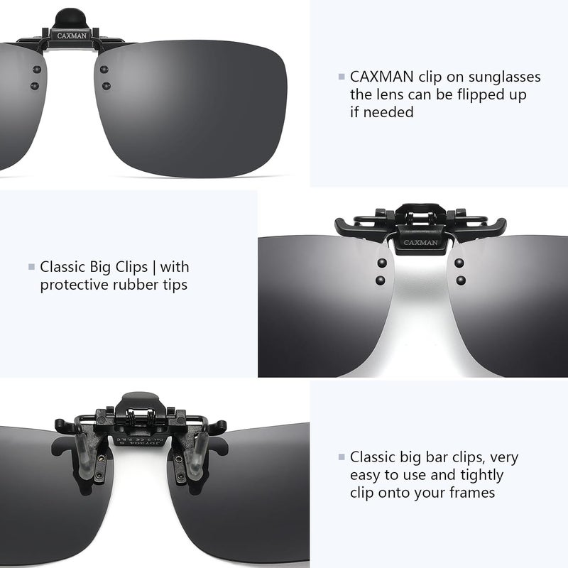 CAXMAN Polarized Clip-on Flip Up Metal Clip Rimless Sunglasses for Prescription Glasses - Image 3