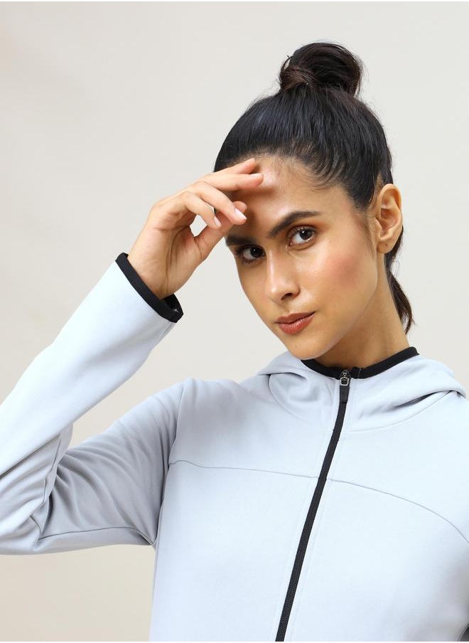 Technosport - Panelled High Neck Fleece Jacket with Hood by Styli - Image 1