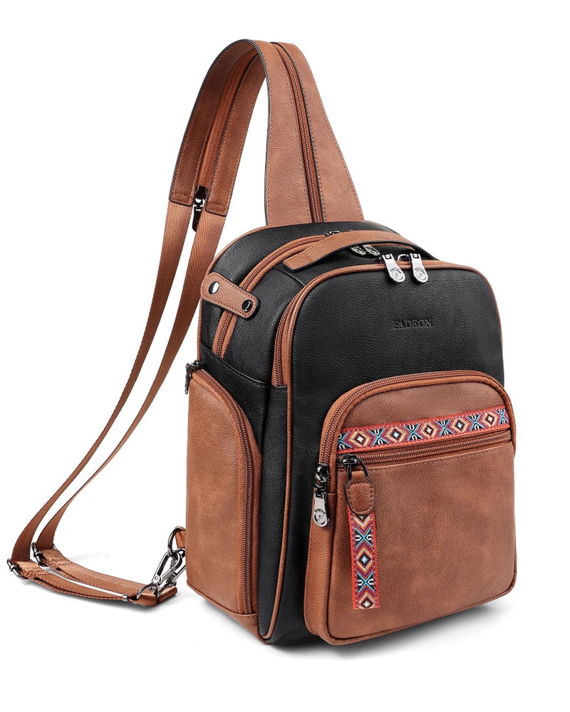 FADEON Large Sling Bag for Women, Designer Leather Crossbody Purse Convertible Sling Backpack, Anti Theft Daypack for Travel - Image 1