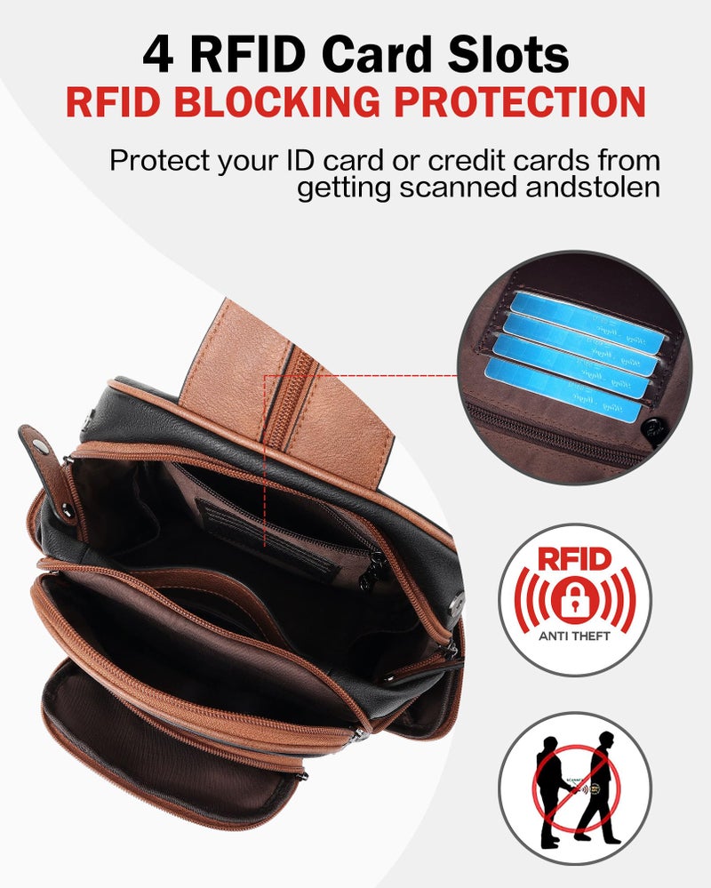 FADEON Large Sling Bag for Women, Designer Leather Crossbody Purse Convertible Sling Backpack, Anti Theft Daypack for Travel - Image 3