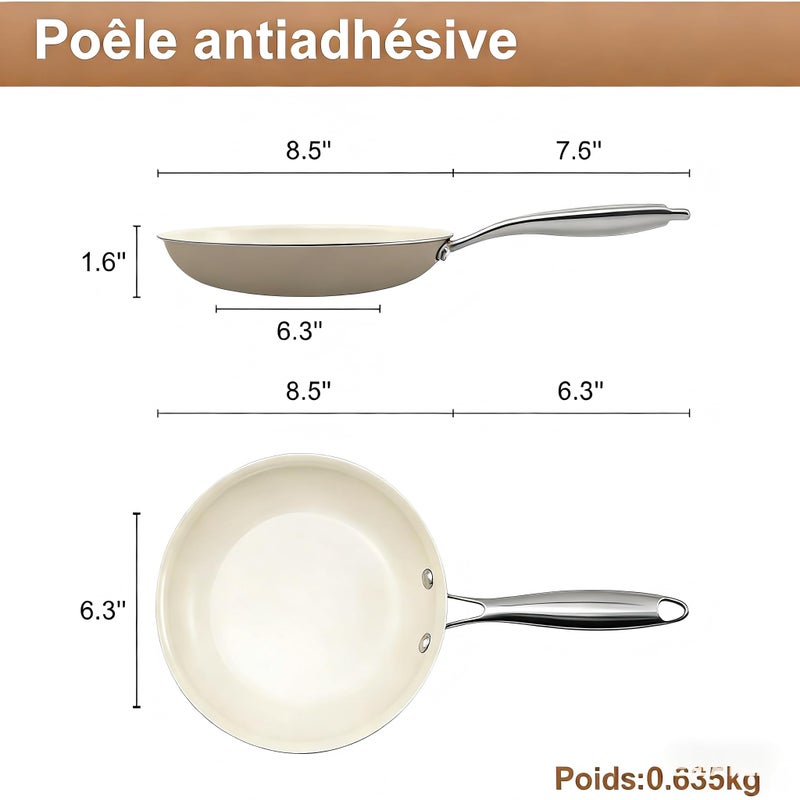 Jovire 9.25 Inch Ceramic Nonstick Frying Pan Skillet - PFAS-Free, Non-Toxic, Oven Safe & Induction Ready, Aluminum Cookware with Stainless Steel Handle - Image 2