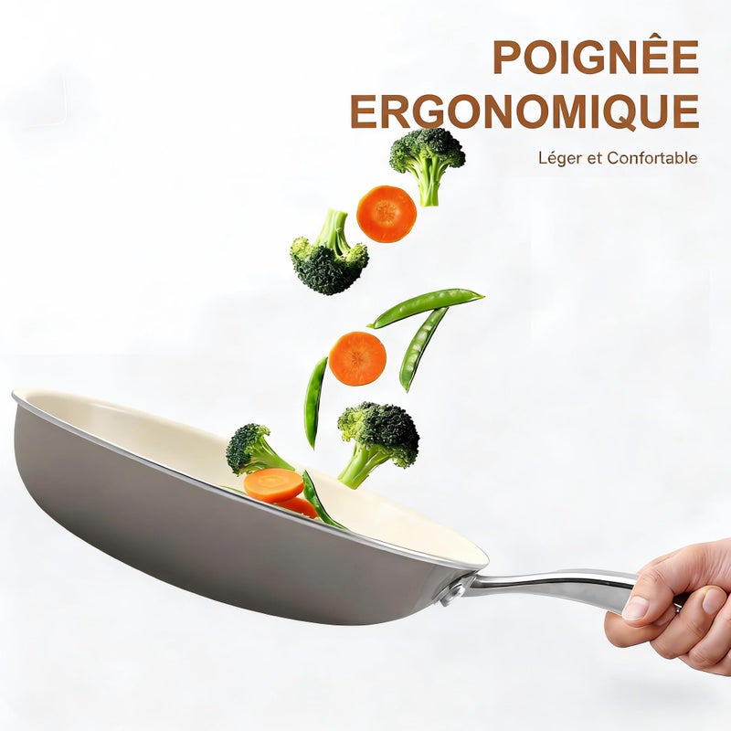Jovire 9.25 Inch Ceramic Nonstick Frying Pan Skillet - PFAS-Free, Non-Toxic, Oven Safe & Induction Ready, Aluminum Cookware with Stainless Steel Handle - Image 5