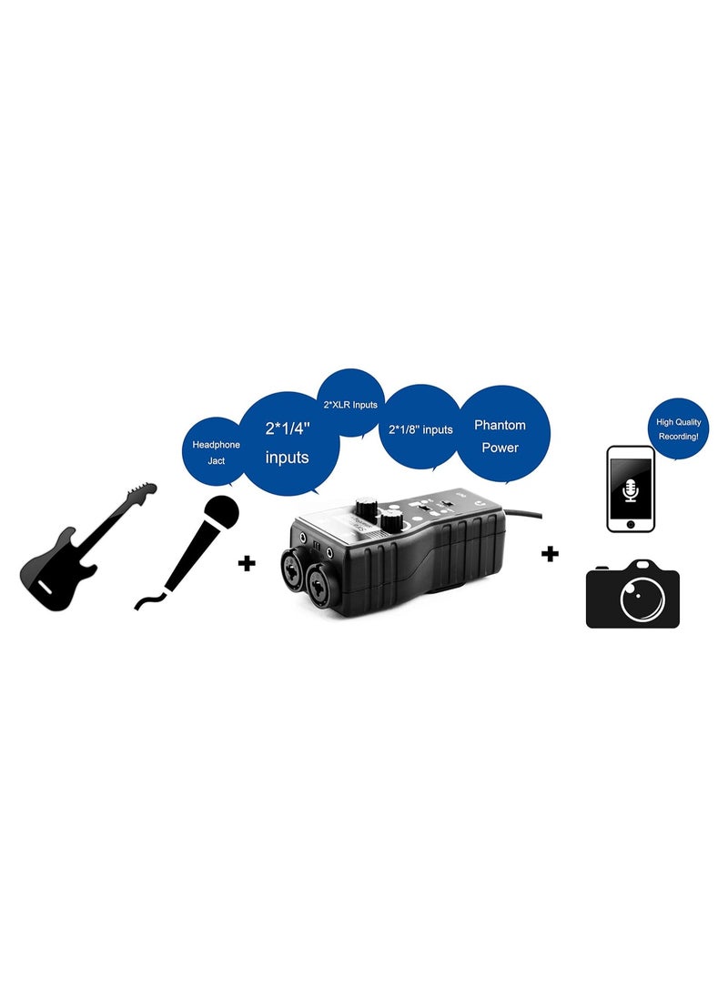 Saramonic - 2-Ch Audio Interface w/XLR, 1/4" & 1/8” for Smartphones, Tablets & Cameras (SmartRig+) - Image 1