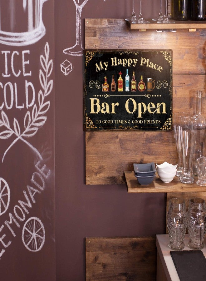 Putuo Decor Bar Sign For Home Bar, Drink Vintage Metal Tin Sign, My Happy Place Bar Open, Bar Wall Art Decor For Home Bar Pub Club Garage Man Cave 8 X 12 Inches - Image 5