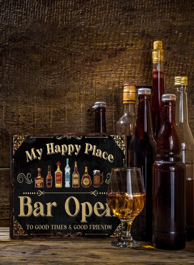 Putuo Decor Bar Sign For Home Bar, Drink Vintage Metal Tin Sign, My Happy Place Bar Open, Bar Wall Art Decor For Home Bar Pub Club Garage Man Cave 8 X 12 Inches - Image 4