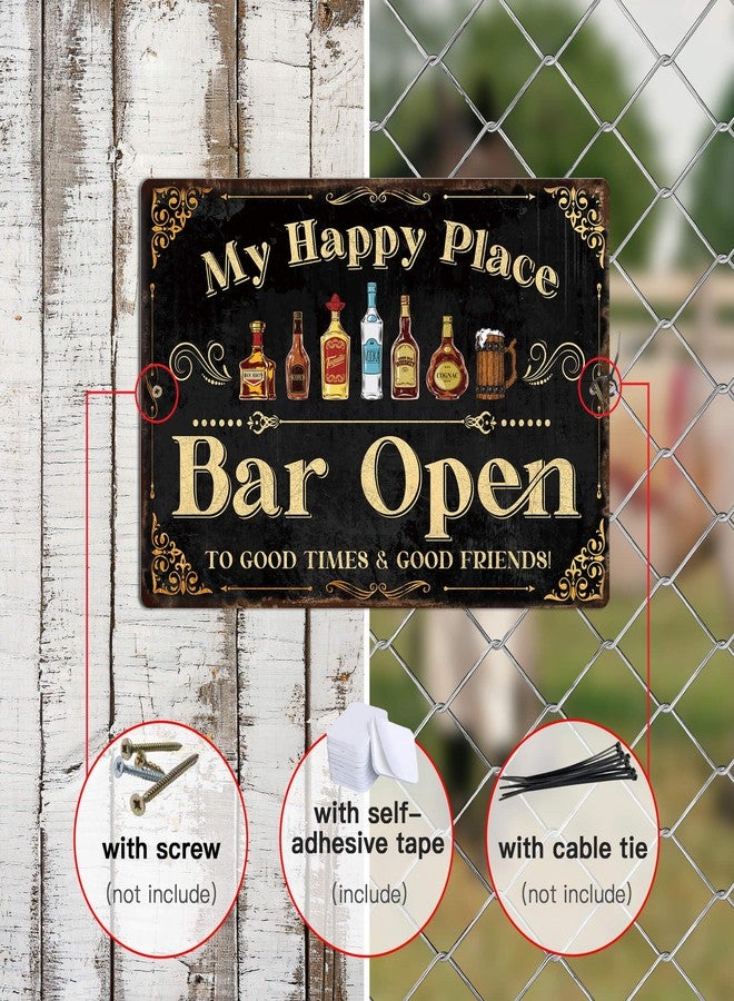 Putuo Decor Bar Sign For Home Bar, Drink Vintage Metal Tin Sign, My Happy Place Bar Open, Bar Wall Art Decor For Home Bar Pub Club Garage Man Cave 8 X 12 Inches - Image 3