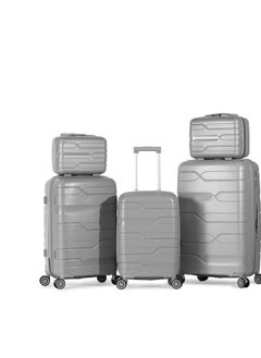 Generic Milano travel bag set, anti-break, 5 pieces, sizes (12", 14", 20", 24", 28") (Silver)  - Image 1