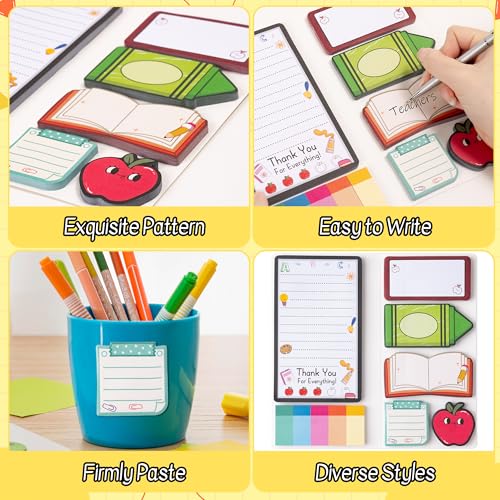 B1ykin Cute Sticky Notes Set - A+ Amazing Teacher Self-Stick Notes Pad, 550 Sheets Writing Memo Pages Sticky Notepad for Appreciation Gifts, School Office Party Favors Supplies (A+ Teacher) - Image 3
