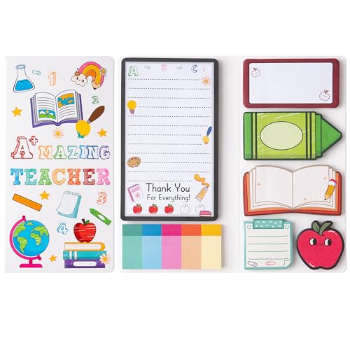 B1ykin Cute Sticky Notes Set - A+ Amazing Teacher Self-Stick Notes Pad, 550 Sheets Writing Memo Pages Sticky Notepad for Appreciation Gifts, School Office Party Favors Supplies (A+ Teacher) - Image 1