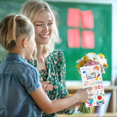 B1ykin Cute Sticky Notes Set - A+ Amazing Teacher Self-Stick Notes Pad, 550 Sheets Writing Memo Pages Sticky Notepad for Appreciation Gifts, School Office Party Favors Supplies (A+ Teacher) - Image 5