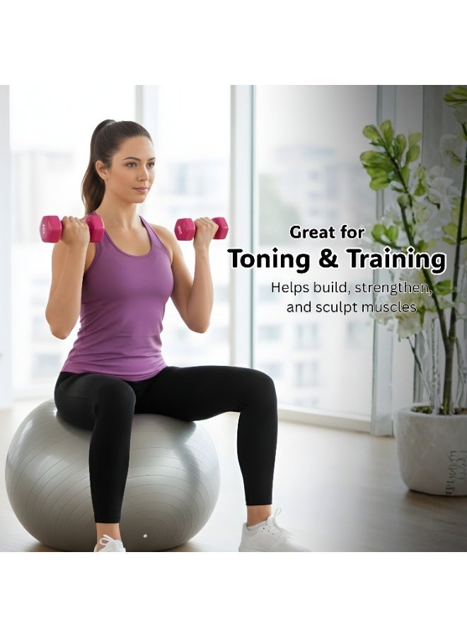 ENDLESS  Vinyl Coated Fixed Dumbbells Pair | 1 Kg Each (Total 2 Kg) | Pink | Iron with Vinyl Coating | Compact Weights for Home Gym, Workout, Fitness, Men & Women - Image 5