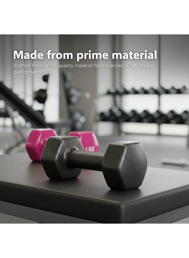 ENDLESS  Vinyl Coated Fixed Dumbbells Pair | 1 Kg Each (Total 2 Kg) | Pink | Iron with Vinyl Coating | Compact Weights for Home Gym, Workout, Fitness, Men & Women - Image 3