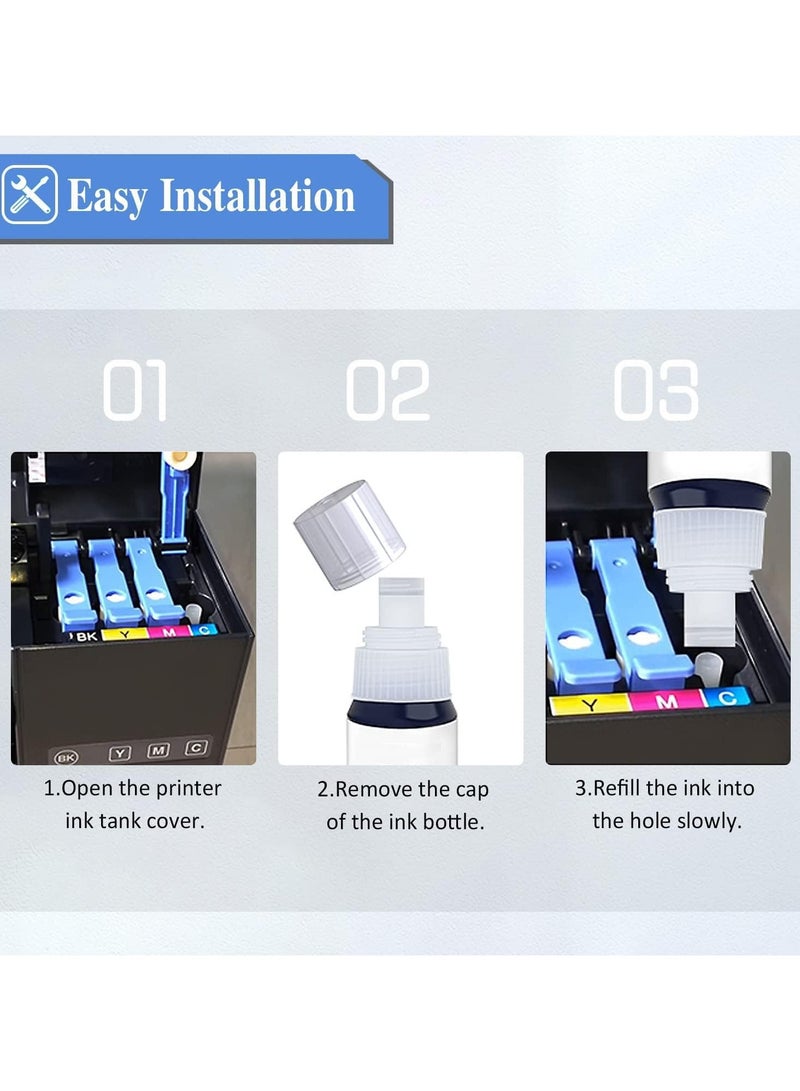 SYXUMLKLS Printer ink 103 for EPSON for EcoTank ink Combo Set Full-Pack of 4 (Black Cyan Magenta Yellow) for L1110‎ L3110 L3111 L3150 L3151‎ L3156 L3160 L5190‎ - Image 3