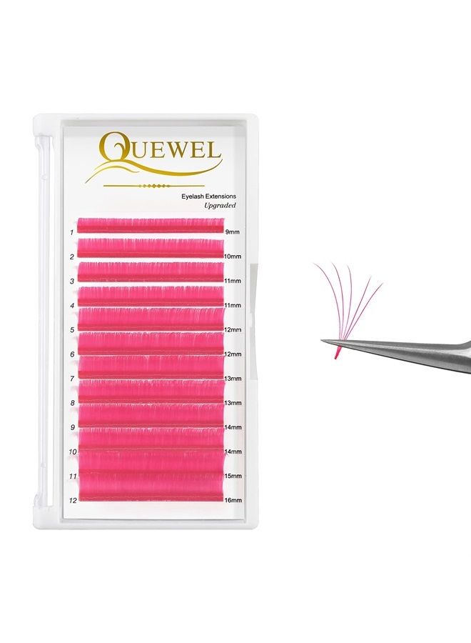 QUEWEL Colored Lashes Extensions .07 D Curl Easy Fan Volume Lashes Pink Volume Lash Extensions 9-16mm Mixed Lash Tray Self Fanning 2D-10D Volume Eyelash Extensions by QUEWEL (Pink 0.07 D 9-16mm) - Image 1