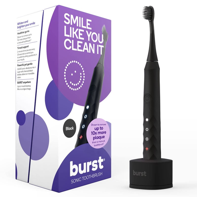 BURST Original Sonic Electric Toothbrush for Adults (Black) | Soft Bristle Deep Clean Stain & Plaque Removal | 3 Modes: Teeth Whitening, Sensitive & Massage - Image 1