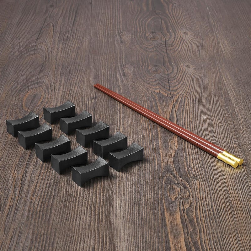 Youda 10PCS Chopstick Rests Alloy Chopsticks Holders For Holding Spoon Forks Knives(Black) - Image 3