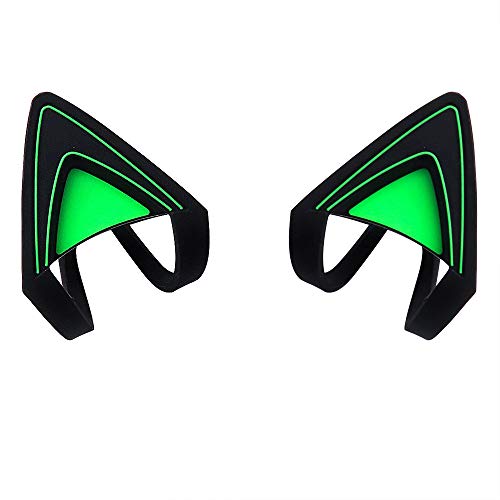 HUYUN Silicone Cat Kitty Ears Lovely Attachable Accessory Compatible for Razer Kraken 2019, Kraken TE Headsets (Green) - Image 1