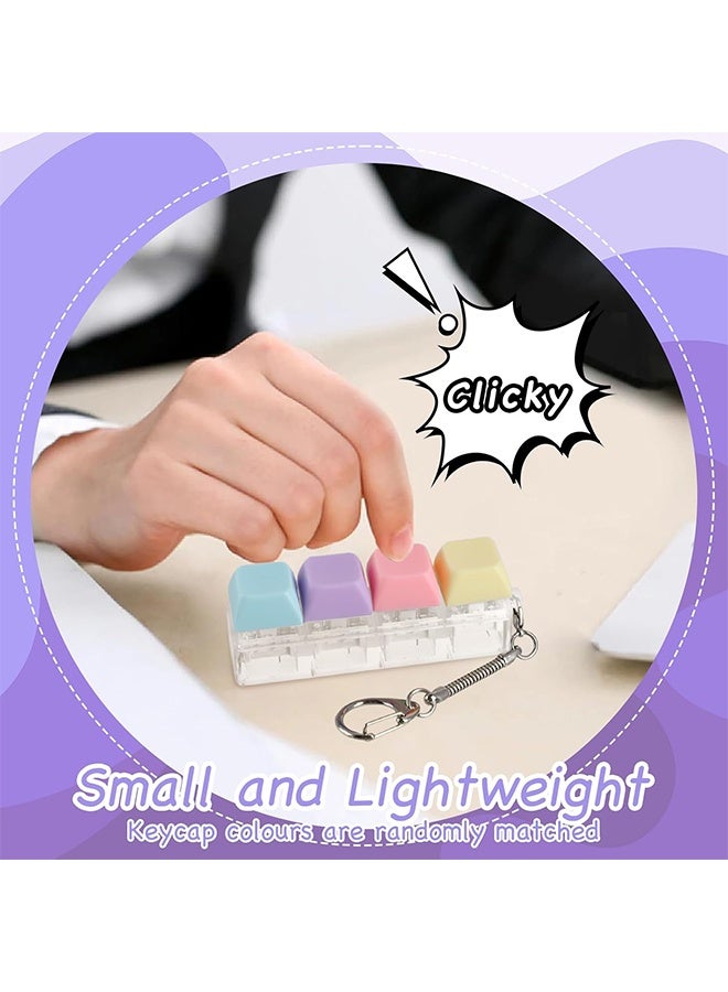 Keyboard Fidget Toy, 4 Buttons Stress Relief Clicky Keychain for Adults Kids, Linear Fingertip Touch Keyring Pass the Time Decompression Desk Gift for Boys Girls - Image 5