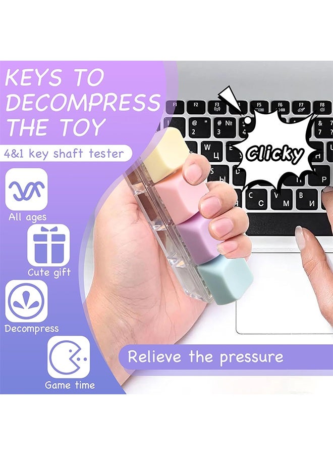 Keyboard Fidget Toy, 4 Buttons Stress Relief Clicky Keychain for Adults Kids, Linear Fingertip Touch Keyring Pass the Time Decompression Desk Gift for Boys Girls - Image 2