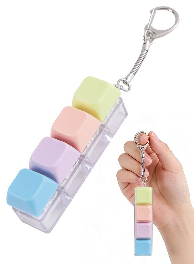 Keyboard Fidget Toy, 4 Buttons Stress Relief Clicky Keychain for Adults Kids, Linear Fingertip Touch Keyring Pass the Time Decompression Desk Gift for Boys Girls - Image 1