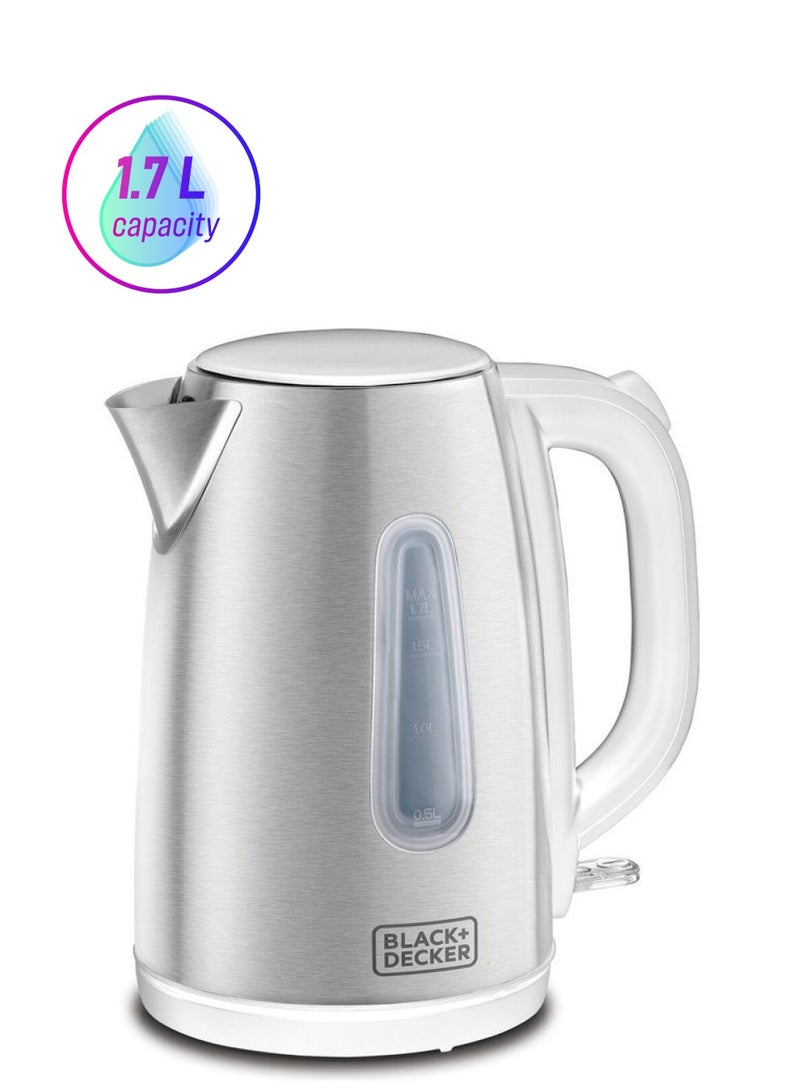 BLACK+DECKER Cordless Electric Kettle, 2200W, 1.7L Stainless Steel Body with Water-Level Indicator, Removable Filter, Auto Shut-Off, Ideal for Warm Beverages, Safe & Durable Design 1.7 L 2200 W JC454-B5 stainless steel - Image 1