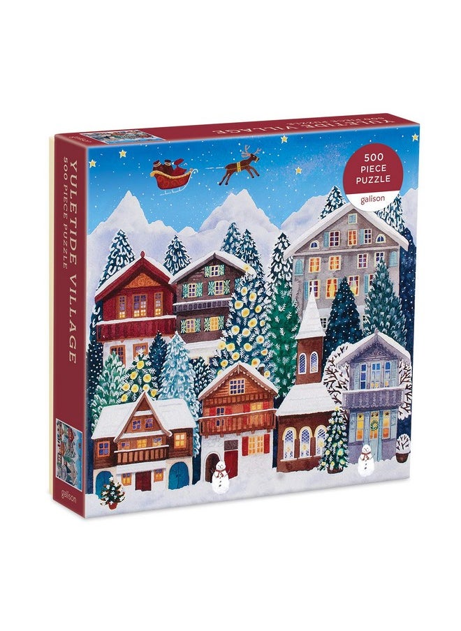 Galison Yuletide Village 500 Piece Puzzle From Galison - Featuring Colorful And Charming Illustrations Of A Festive Winter Village, 20" X 20", Makes A Wonderful  - Image 1