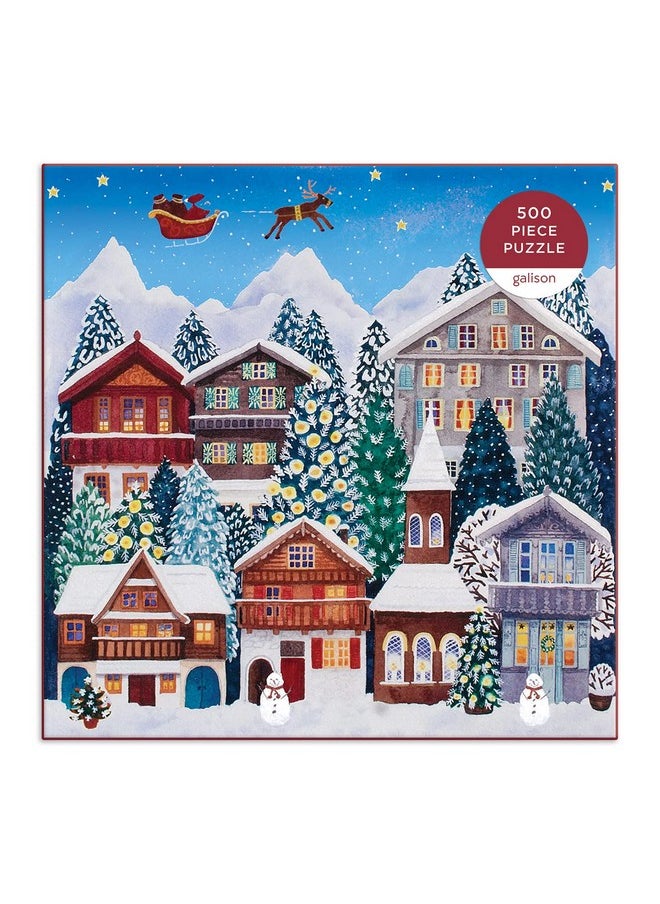Galison Yuletide Village 500 Piece Puzzle From Galison - Featuring Colorful And Charming Illustrations Of A Festive Winter Village, 20" X 20", Makes A Wonderful  - Image 5