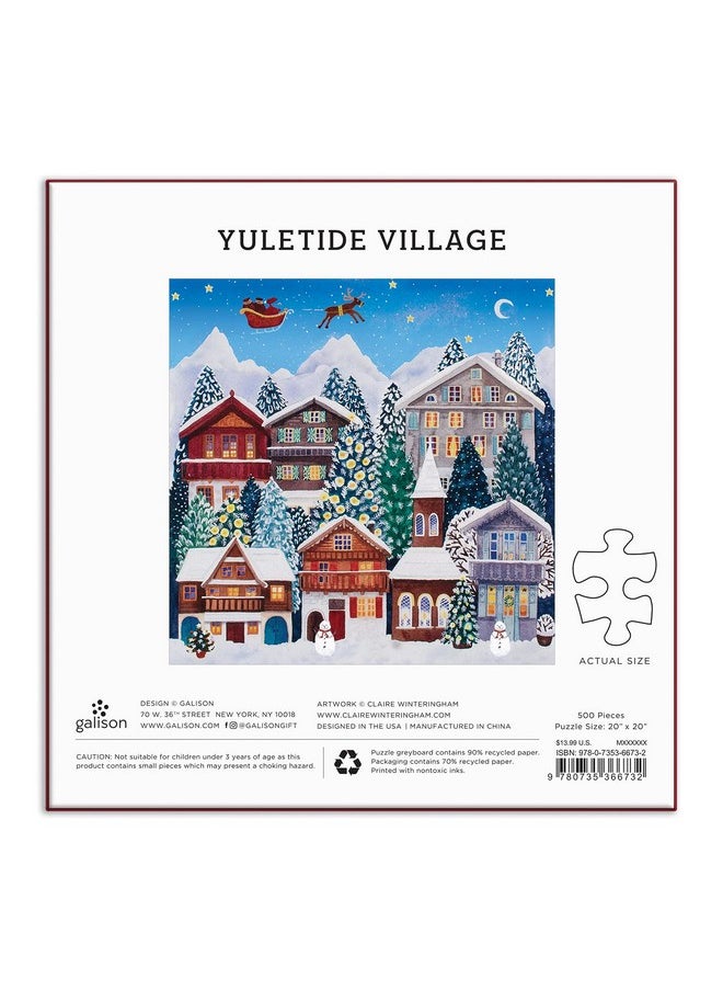 Galison Yuletide Village 500 Piece Puzzle From Galison - Featuring Colorful And Charming Illustrations Of A Festive Winter Village, 20" X 20", Makes A Wonderful  - Image 3