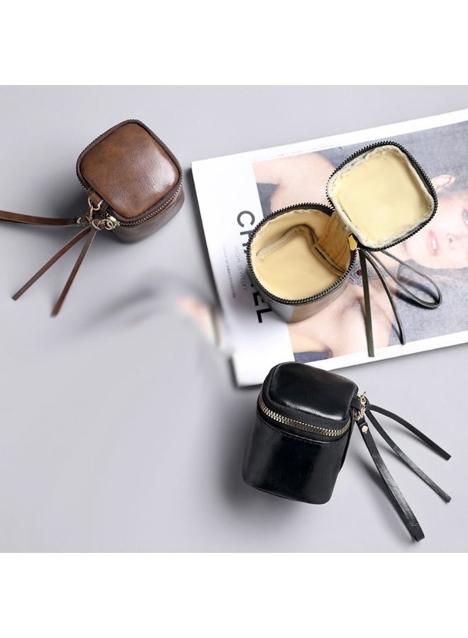 محفظة نقود صغيرة من الجلد الصناعي على الطراز القديم، منظم أحمر شفاه محمول، حقيبة يد بسحاب للنساء، للاستخدام اليومي والسفر - Image 2