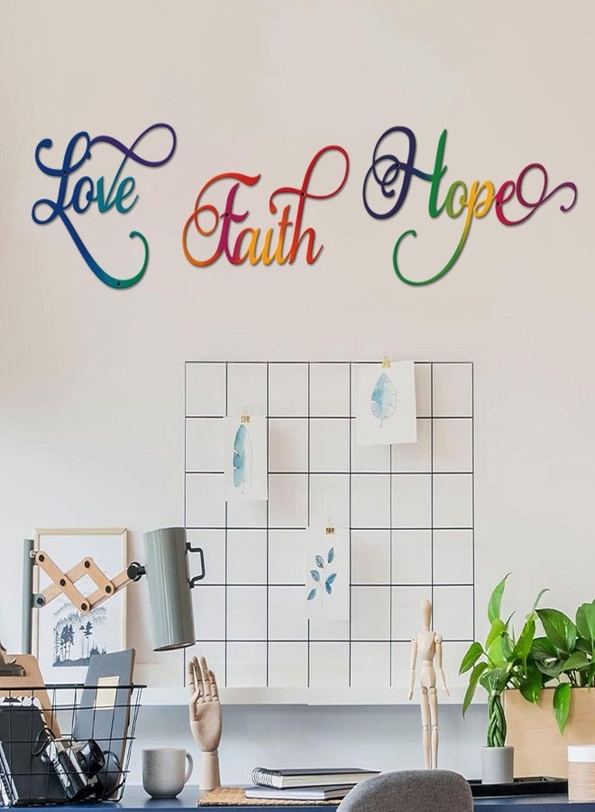 ESTART Faith Hope Love 3 Pieces Metal Wall Decor Inspirational Colorful Letter Sign Wall Art Rustic Vintage Farmhouse Word Metal Sign Family Wall Decor for Home Bedroom Living Room Office (Colorful) - Image 3