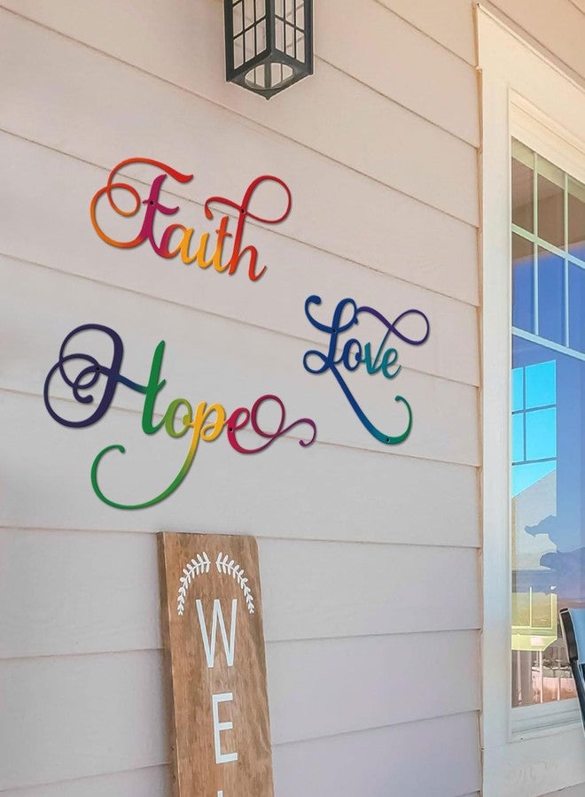 ESTART Faith Hope Love 3 Pieces Metal Wall Decor Inspirational Colorful Letter Sign Wall Art Rustic Vintage Farmhouse Word Metal Sign Family Wall Decor for Home Bedroom Living Room Office (Colorful) - Image 5