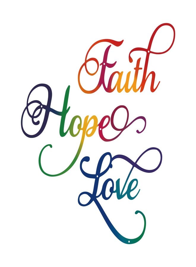 ESTART Faith Hope Love 3 Pieces Metal Wall Decor Inspirational Colorful Letter Sign Wall Art Rustic Vintage Farmhouse Word Metal Sign Family Wall Decor for Home Bedroom Living Room Office (Colorful) - Image 1