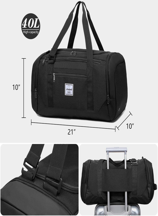 Laripwit Gym Bags for Men, 40L Medium Sports Travel Duffel Bag with Shoe Compartment & Wet Pocket Lightweight Gym Duffle Bag Backpack Multipurpose Weekender Overnight Backpack for Women, Black - Image 5