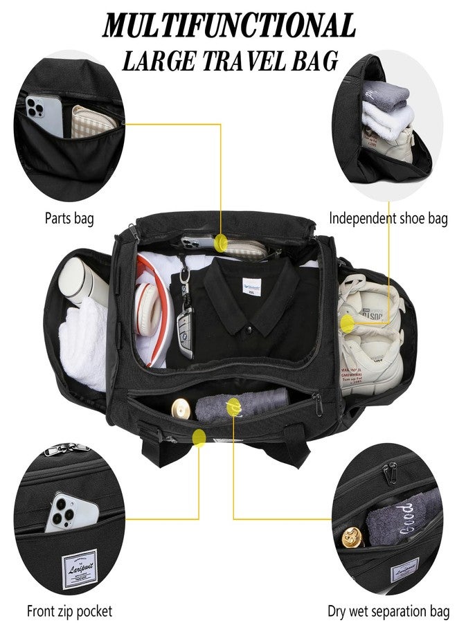 Laripwit Gym Bags for Men, 40L Medium Sports Travel Duffel Bag with Shoe Compartment & Wet Pocket Lightweight Gym Duffle Bag Backpack Multipurpose Weekender Overnight Backpack for Women, Black - Image 4