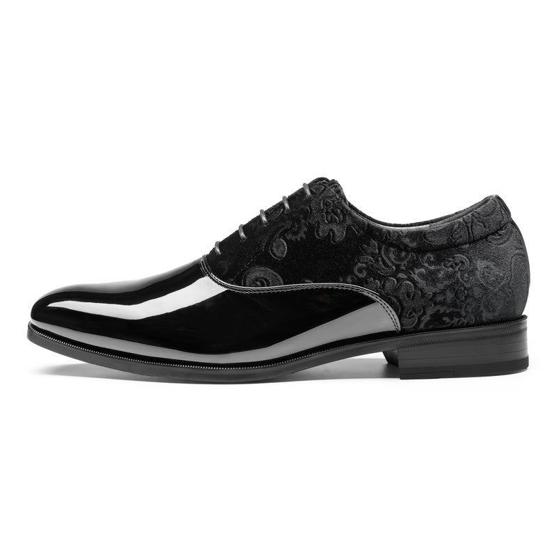 Rihero Men's Black Dress Shoes Oxford Classic Formal Prom Wedding Tuxedo Shoes for MenBlack Size 11 - Image 3