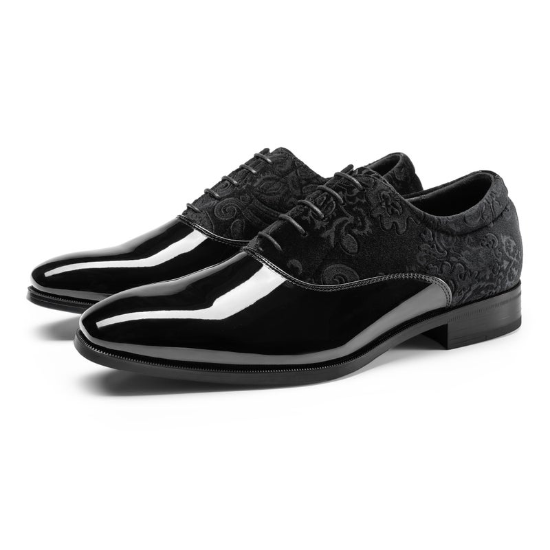 Rihero Men's Black Dress Shoes Oxford Classic Formal Prom Wedding Tuxedo Shoes for MenBlack Size 11 - Image 4