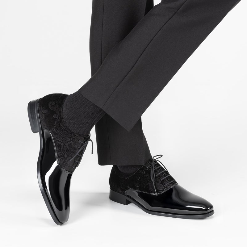 Rihero Men's Black Dress Shoes Oxford Classic Formal Prom Wedding Tuxedo Shoes for MenBlack Size 11 - Image 2